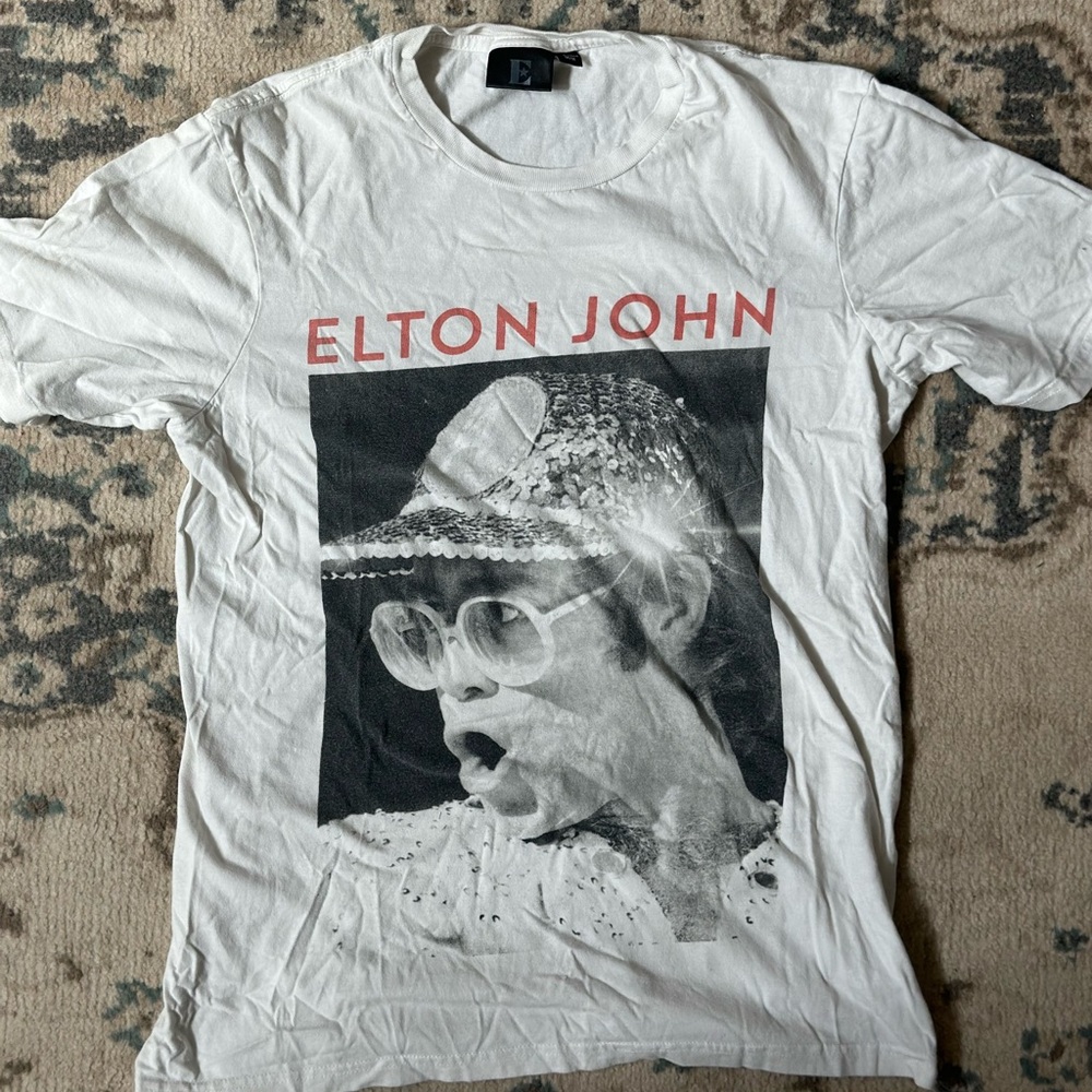 Elton John Graphic White T-Shirt